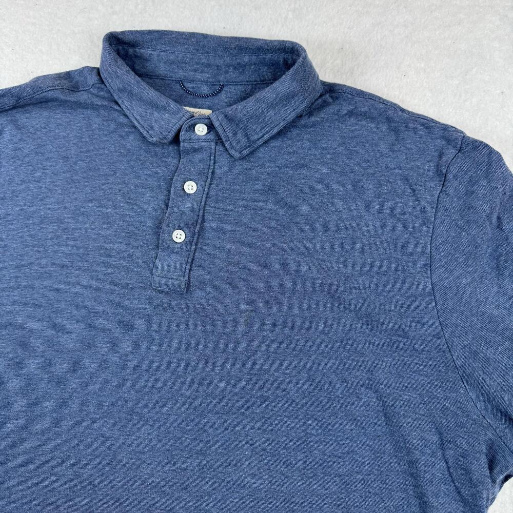 Faherty Polo Shirt Mens Size XL Blue Solid Cotton Modal Stretch Jersey Casual